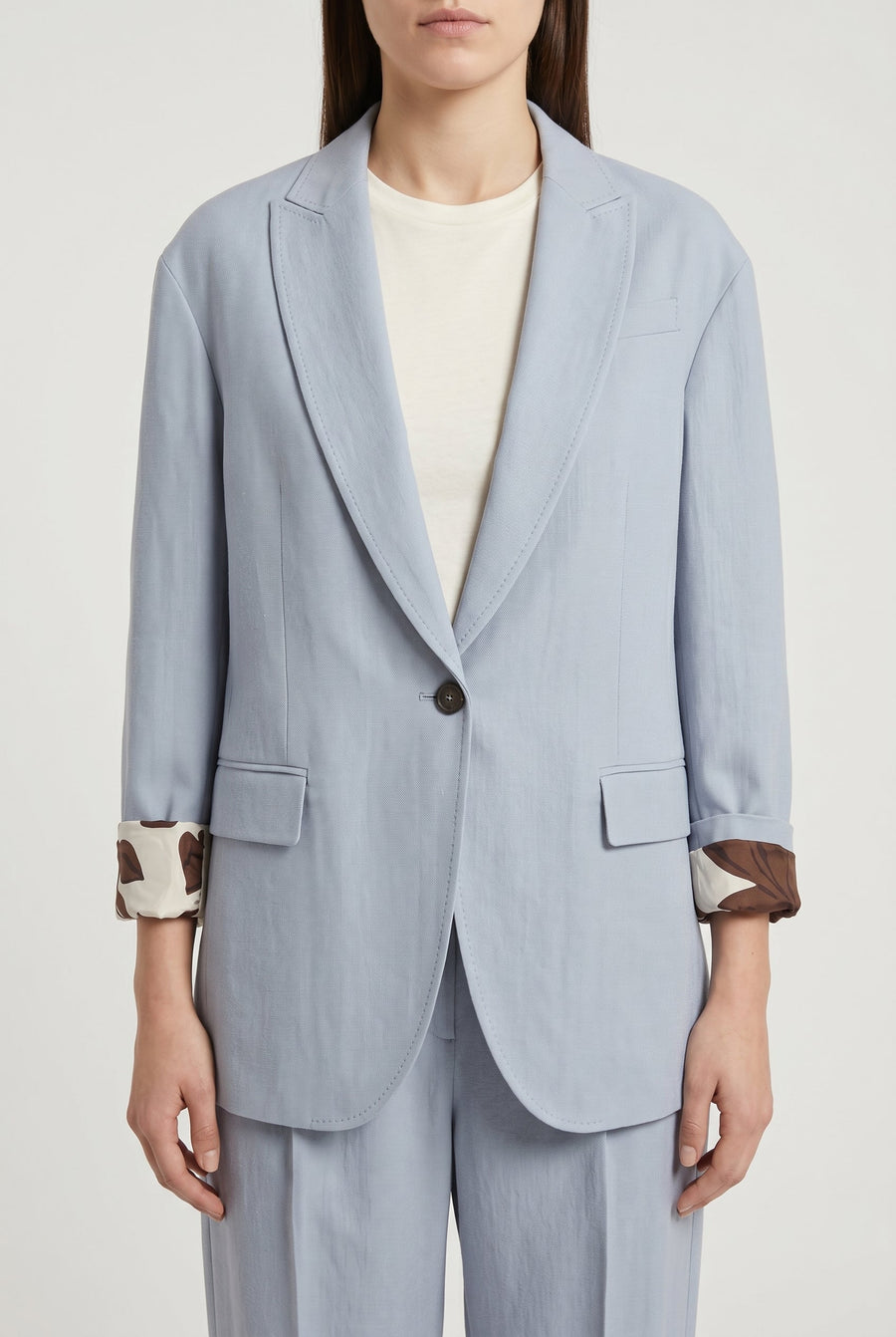 Brunello Cucinelli Womens Light Blue Relaxed Suit