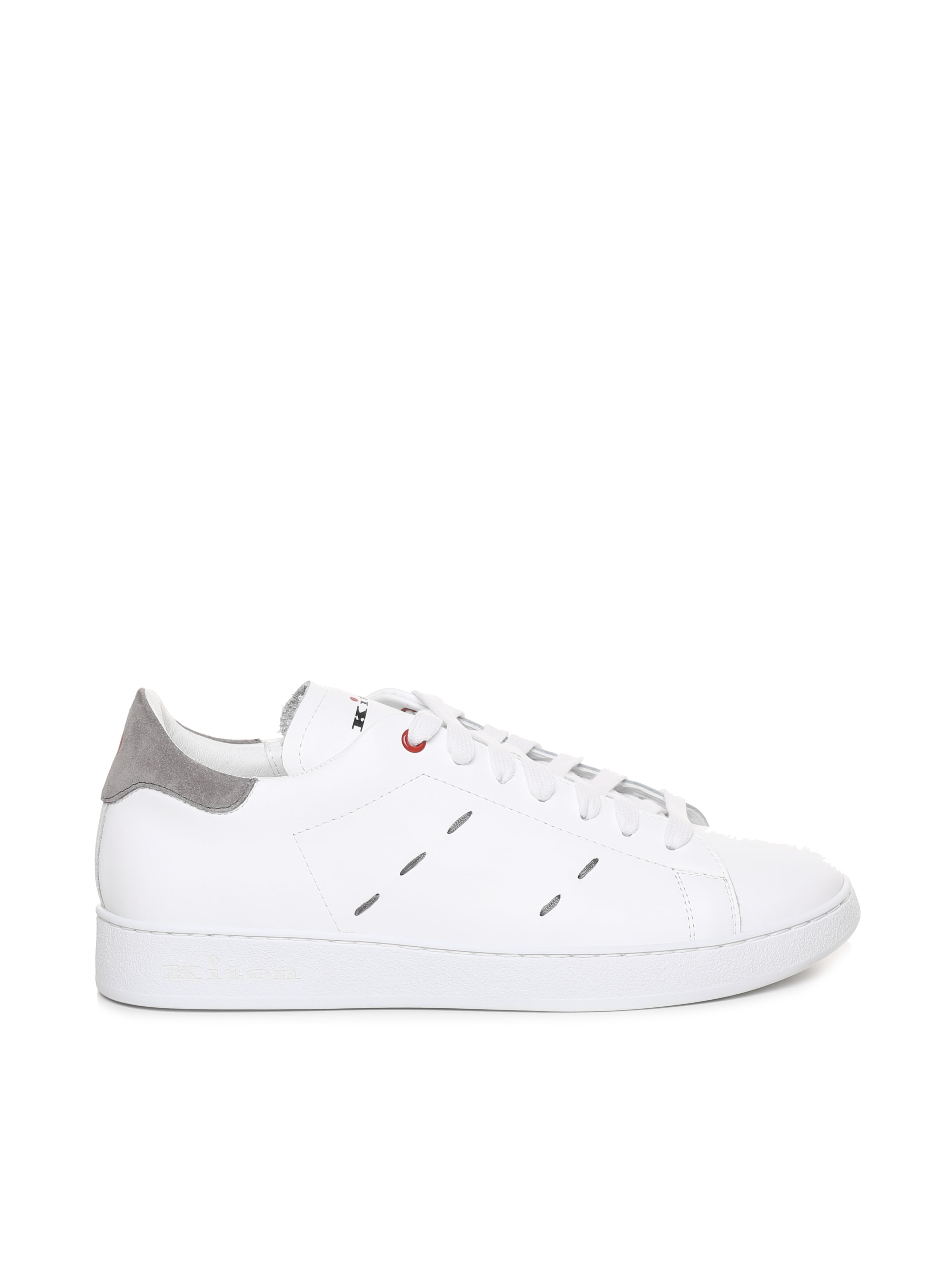 Kiton Sneakers White, Grey Calfskin