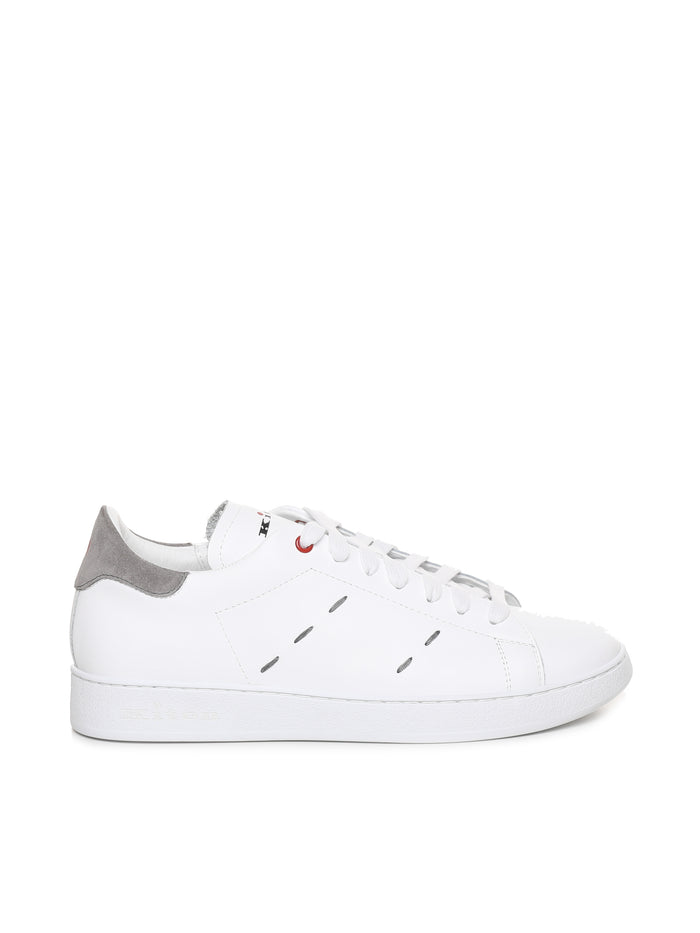Kiton Sneakers White, Grey Calfskin