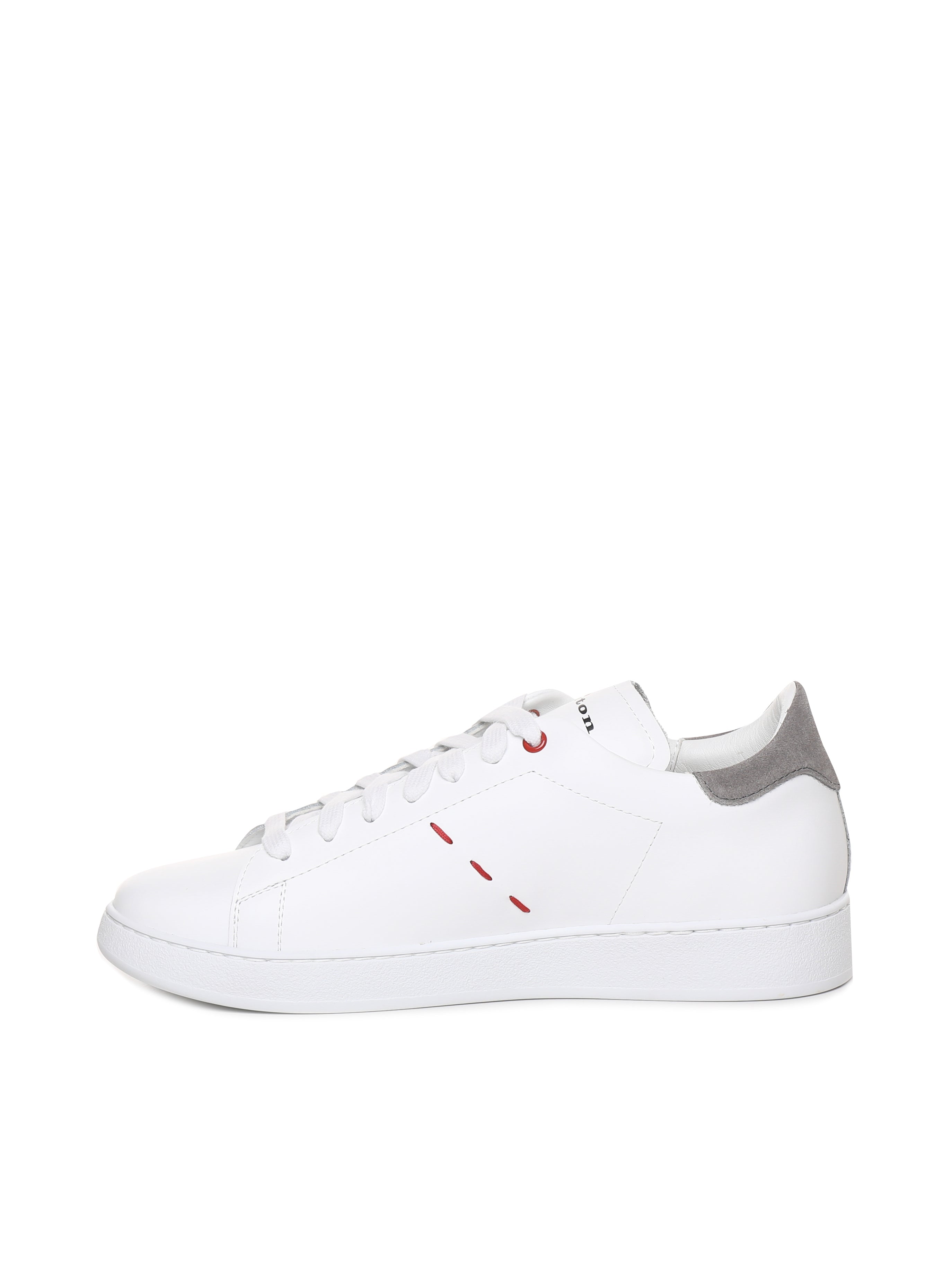 Kiton Sneakers White, Grey Calfskin