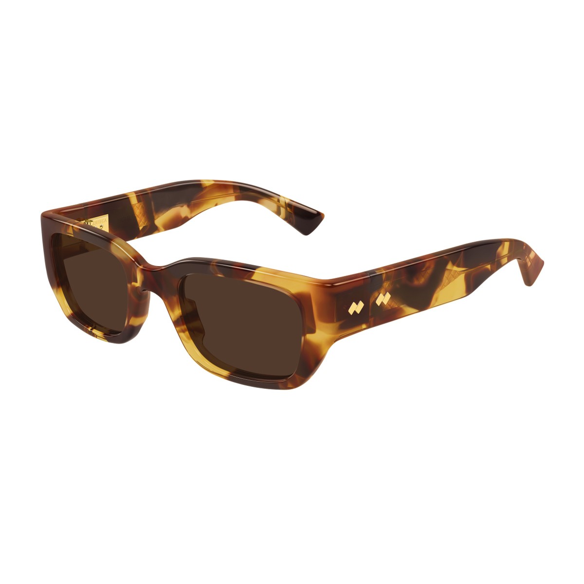 Bottega Veneta Bv1400s Linea Intrecciato Havana Acetato Riciclato Sunglasses