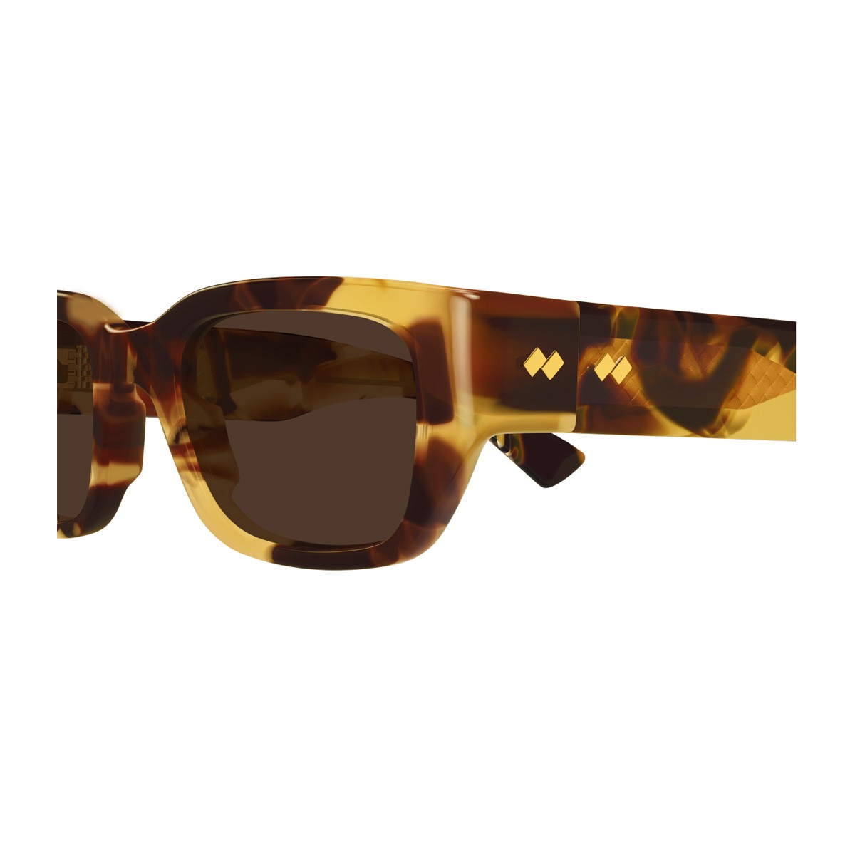 Bottega Veneta Bv1400s Linea Intrecciato Havana Acetato Riciclato Sunglasses