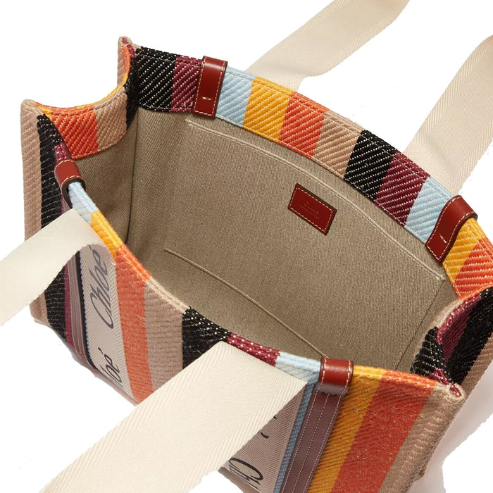 Chloé Woody Medium Tote Bag Beige Linen