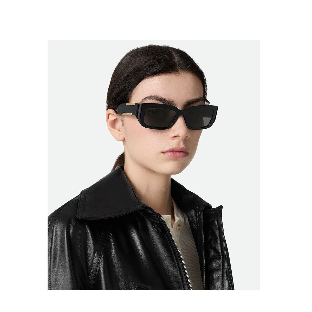 Bottega Veneta Bv1406s Linea Ribbon Black Bio-inettato Sunglasses