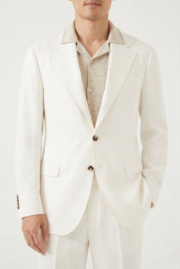 Brunello Cucinelli Mens Off White Silk Blazer