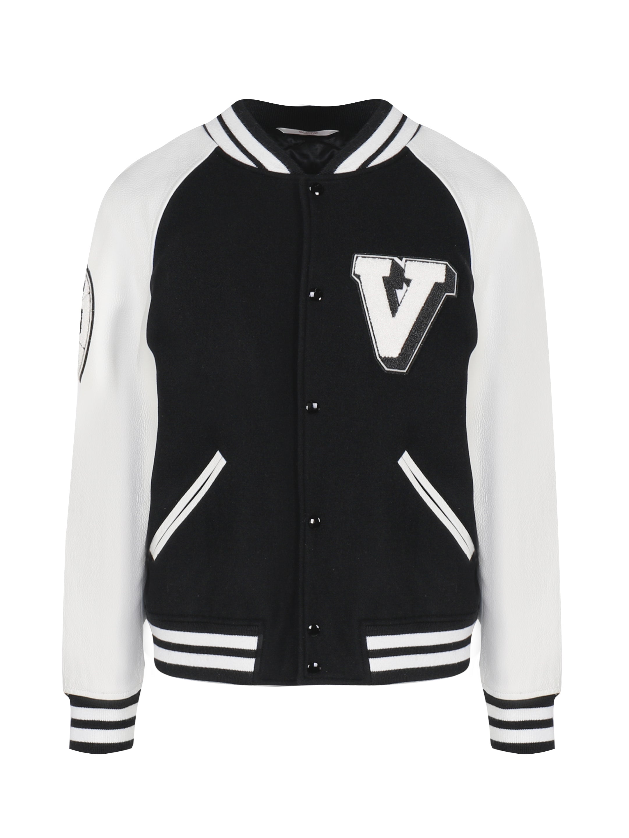 Valentino Garavani Coats Black, White Wool