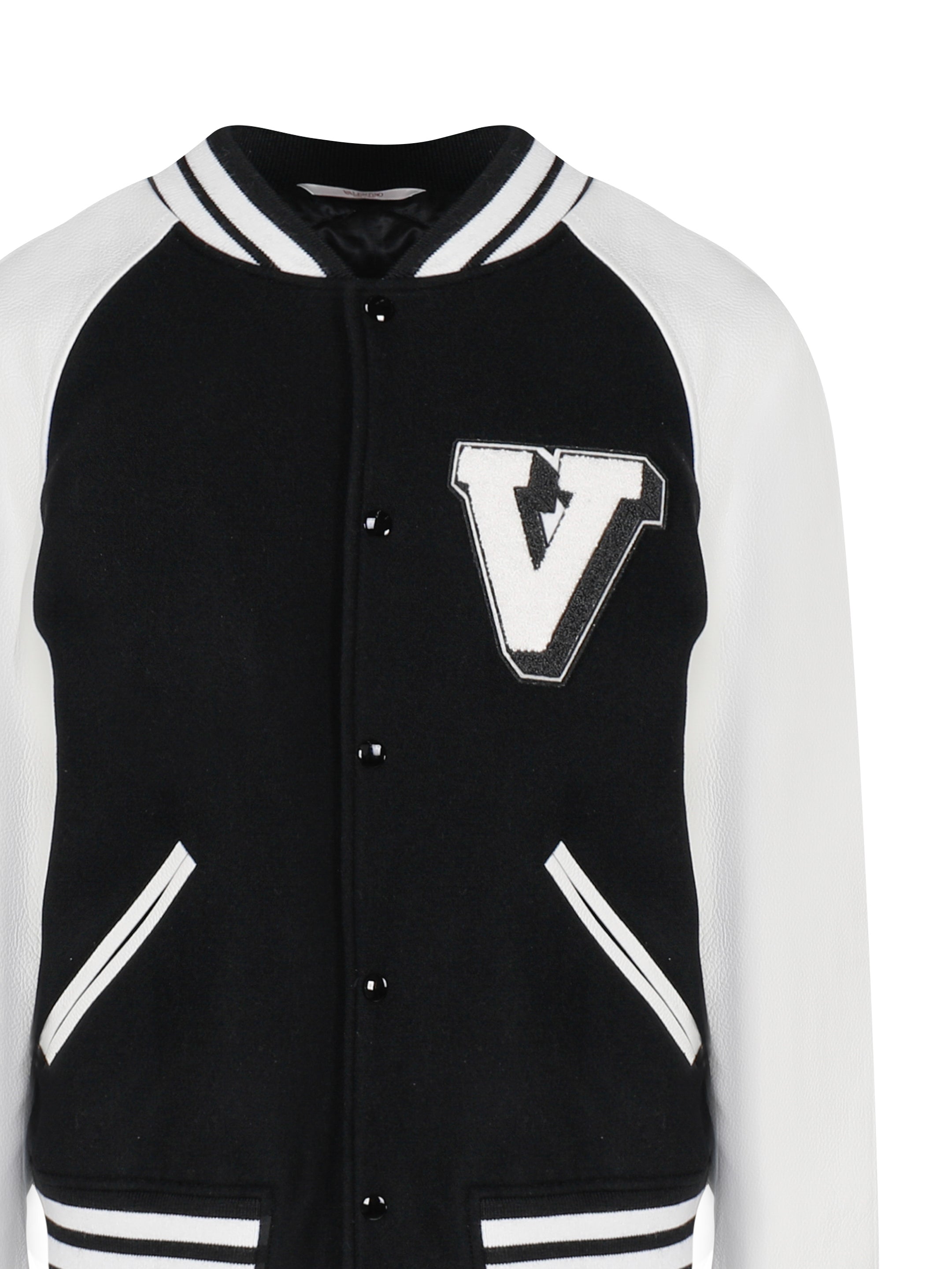 Valentino Garavani Coats Black, White Wool