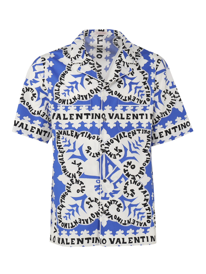 Valentino Garavani Shirts White, Light Blue Cotton