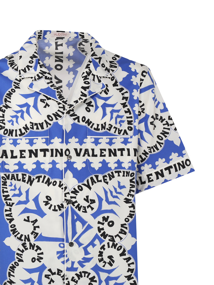 Valentino Garavani Shirts White, Light Blue Cotton