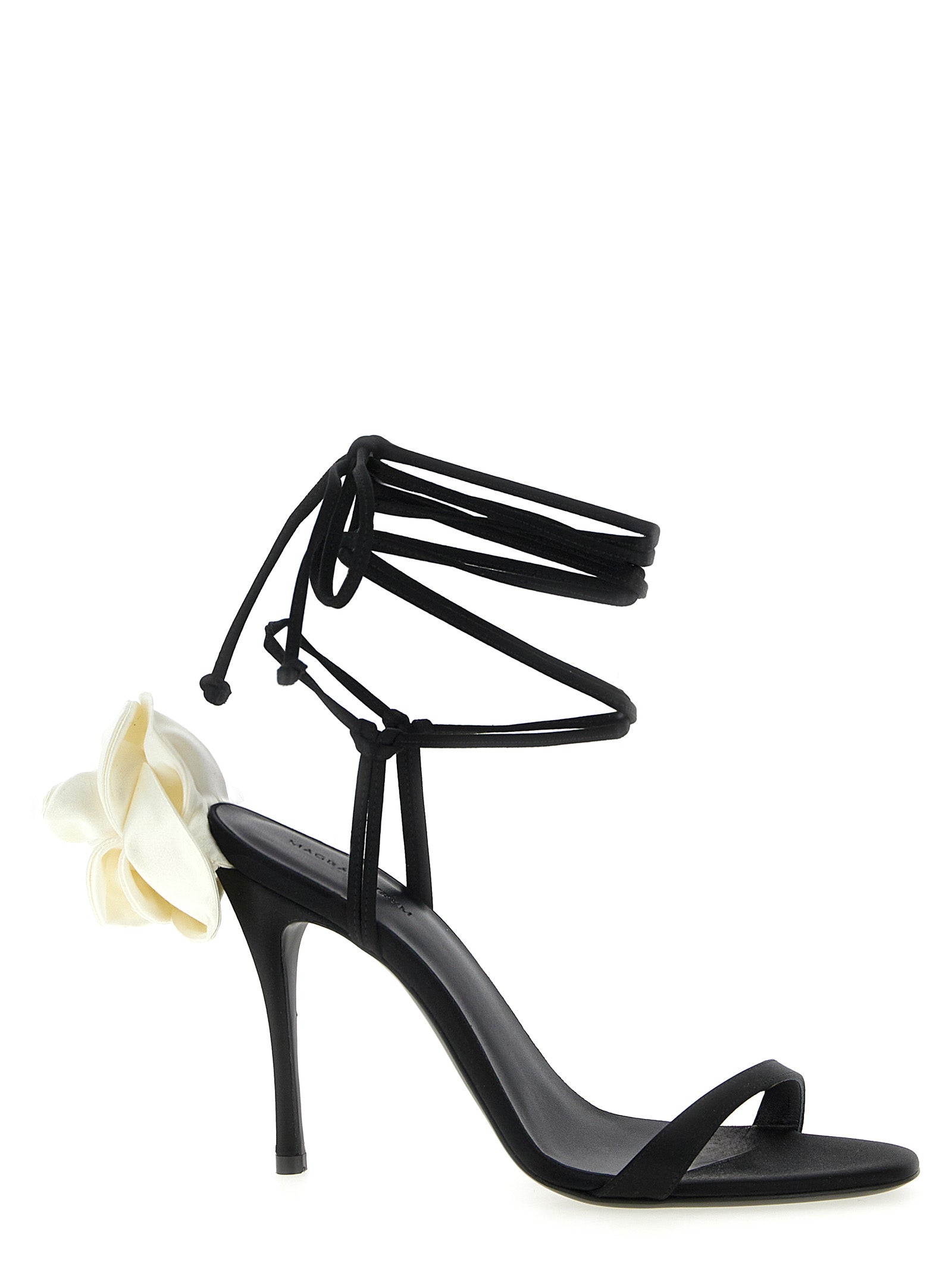 Satin sandals White/black Viscose