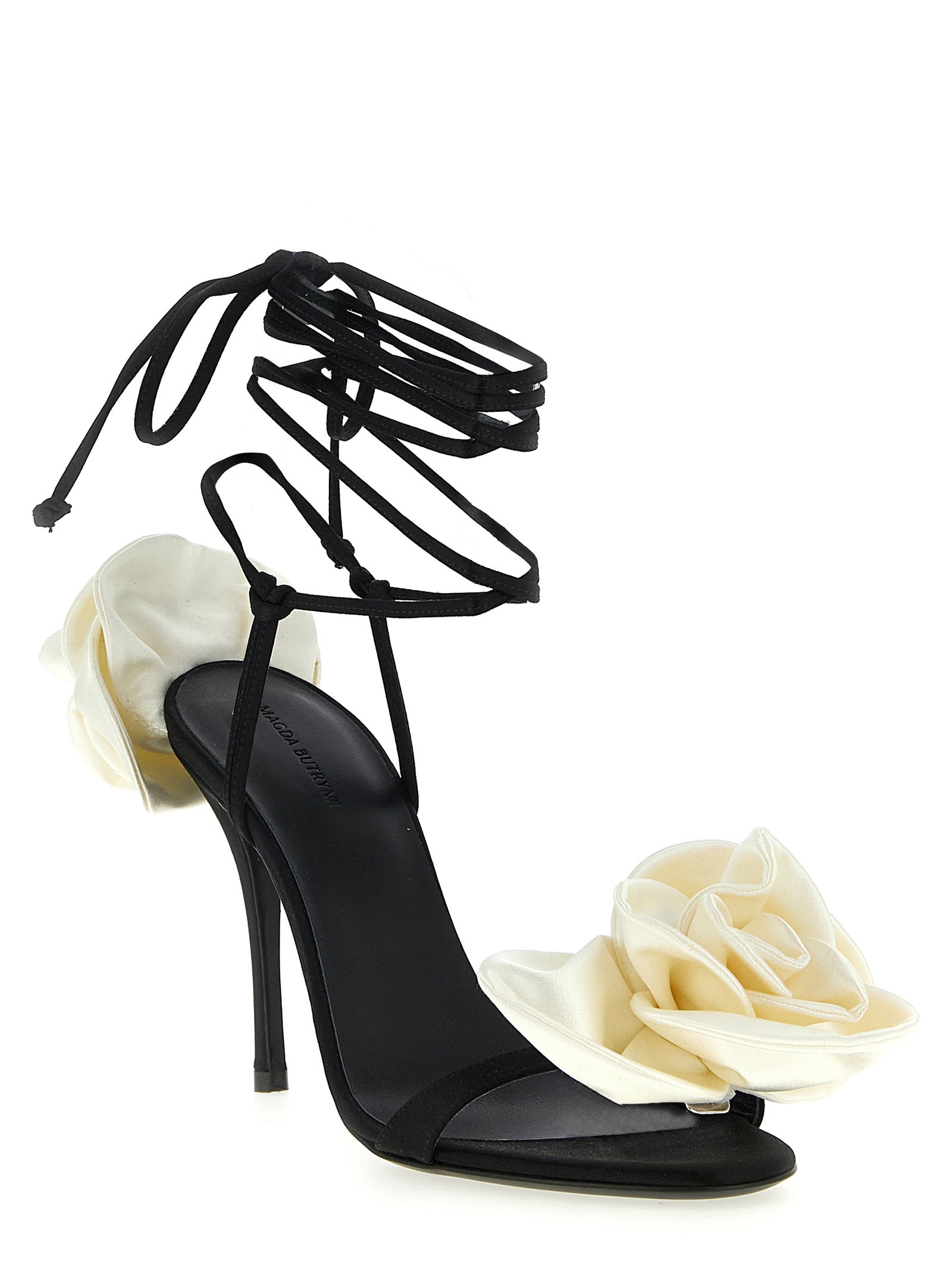 Satin sandals White/black Viscose