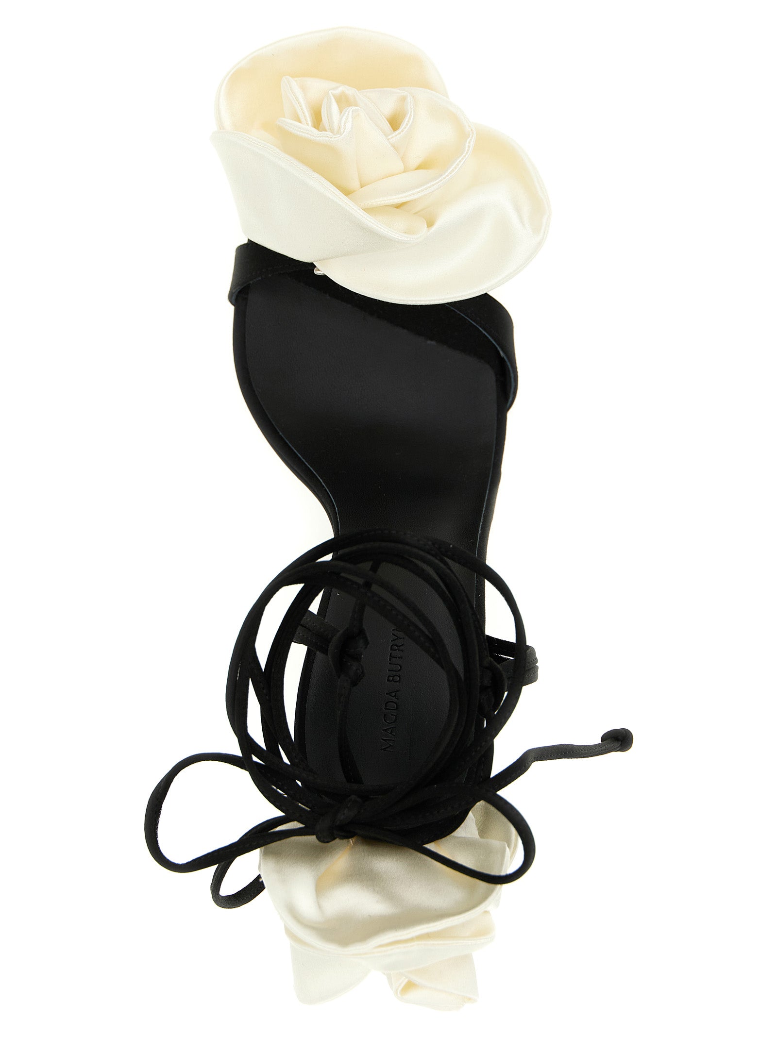 Satin sandals White/black Viscose