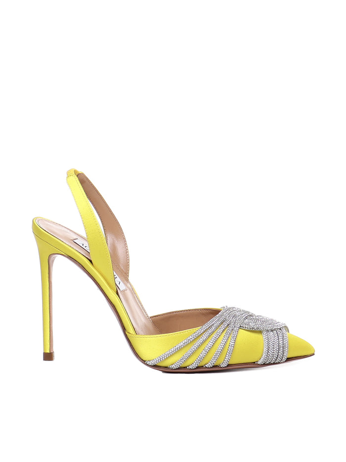 Aquazzura With Heel Yellow Satin