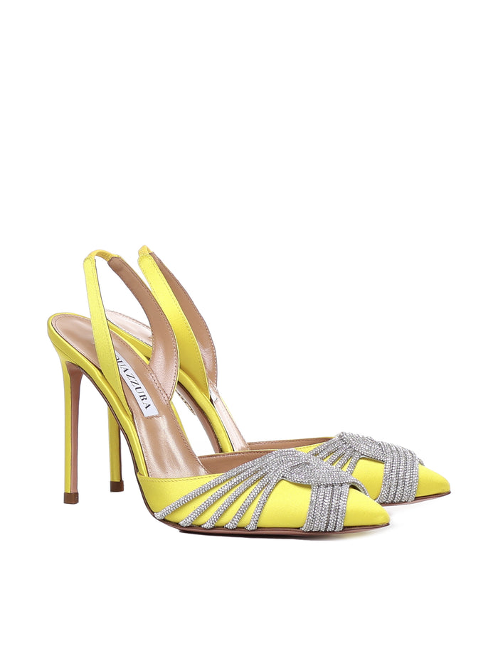 Aquazzura With Heel Yellow Satin