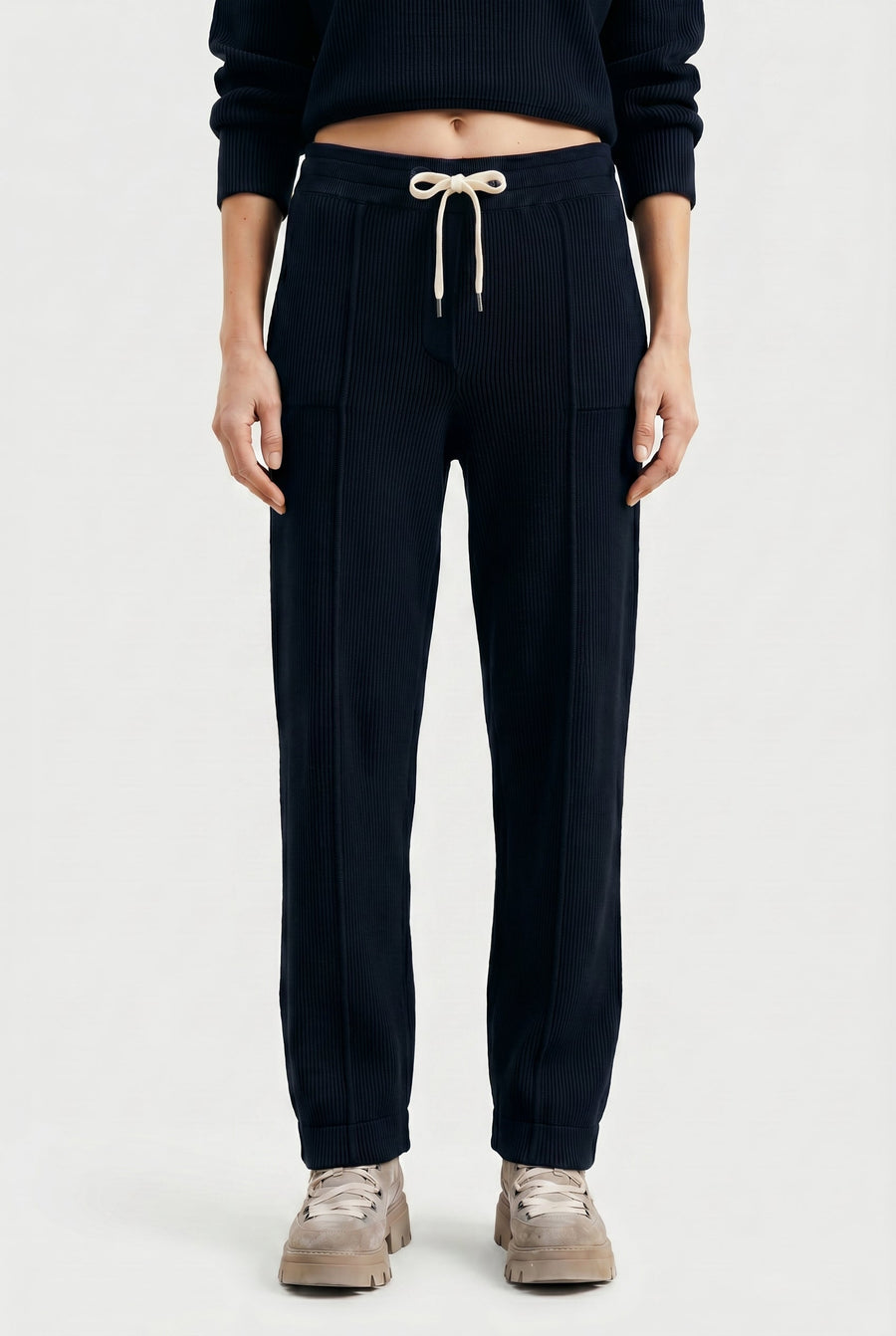Brunello Cucinelli Womens Black Relaxed Cotton Trousers