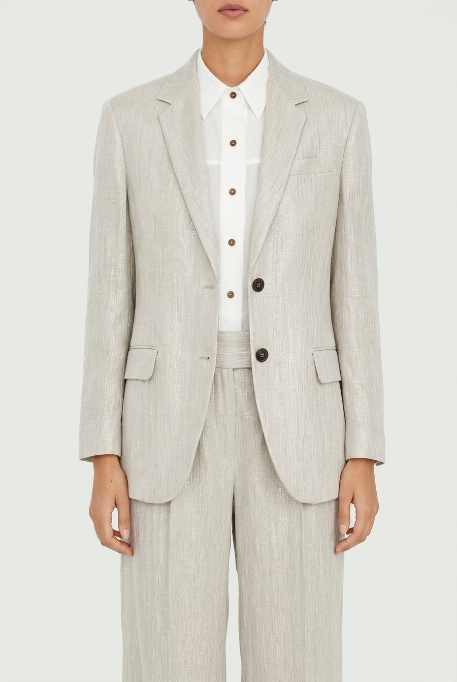 Brunello Cucinelli Womens Light Beige Linen Suit