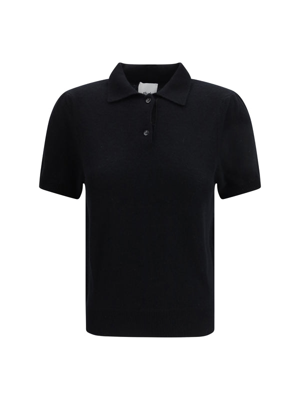 Polo Shirt Cashmere Black (capra Hircus) Knitwear