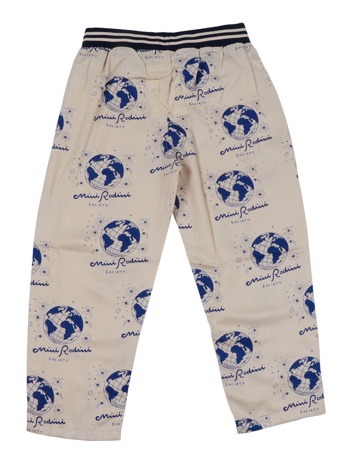 Society Aop Woven Trousers White Lyocell Trackpants
