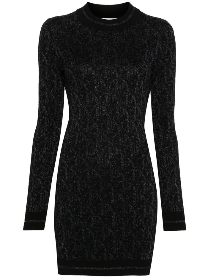 Monogram Jacquard Mini Dress Black Vi Pl Pa Abito