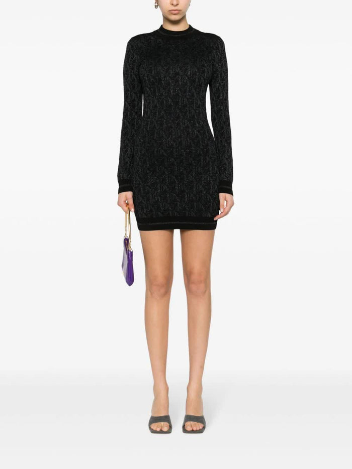 Monogram Jacquard Mini Dress Black Vi Pl Pa Abito