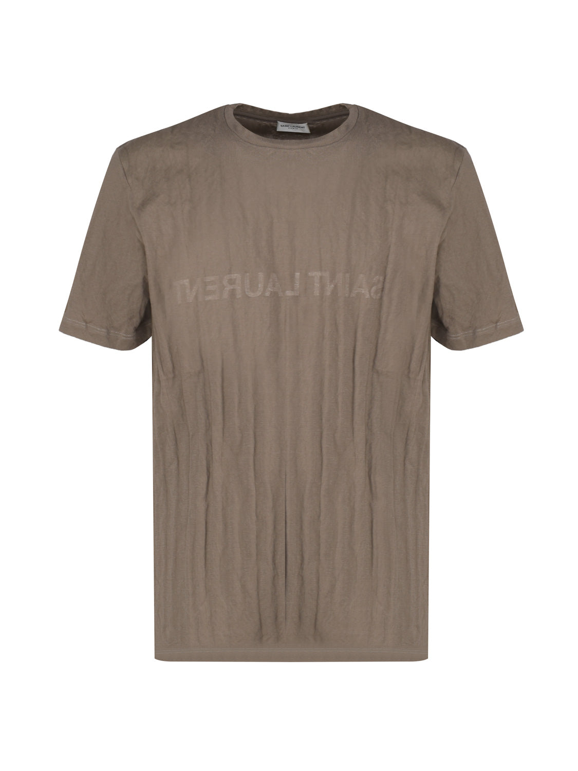 Saint Laurent T-Shirts And Polos Taupe/naturel T Cotton Fibra Metallica