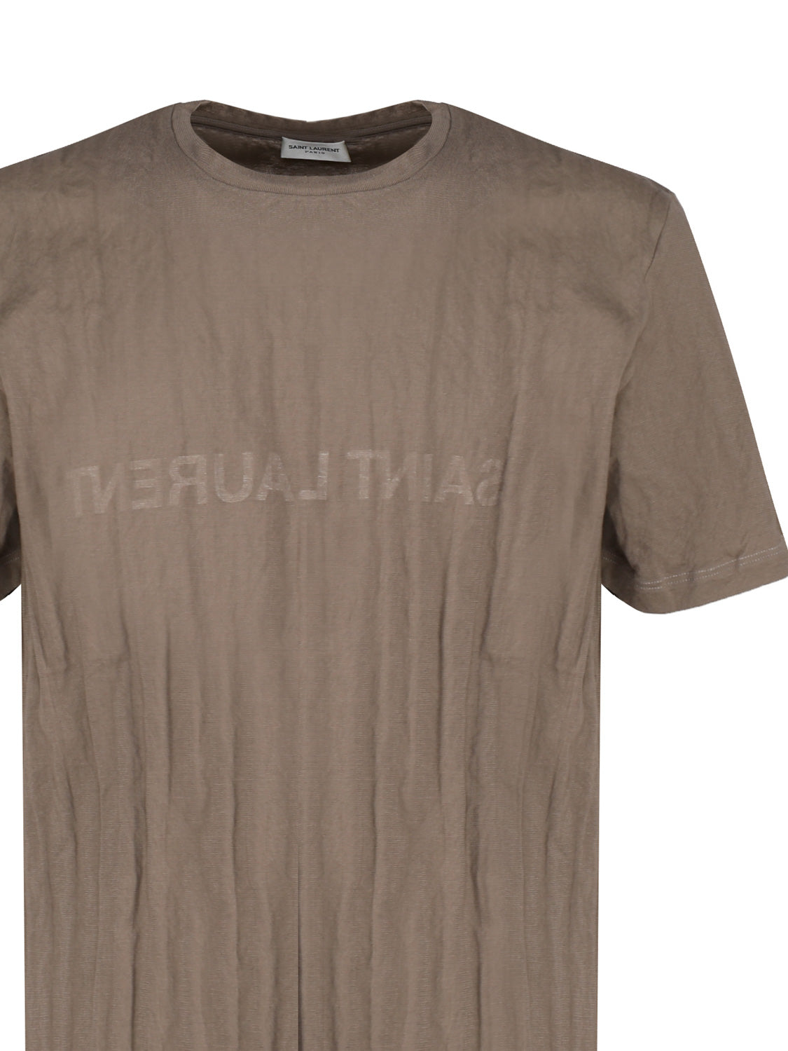 Saint Laurent T-Shirts And Polos Taupe/naturel T Cotton Fibra Metallica