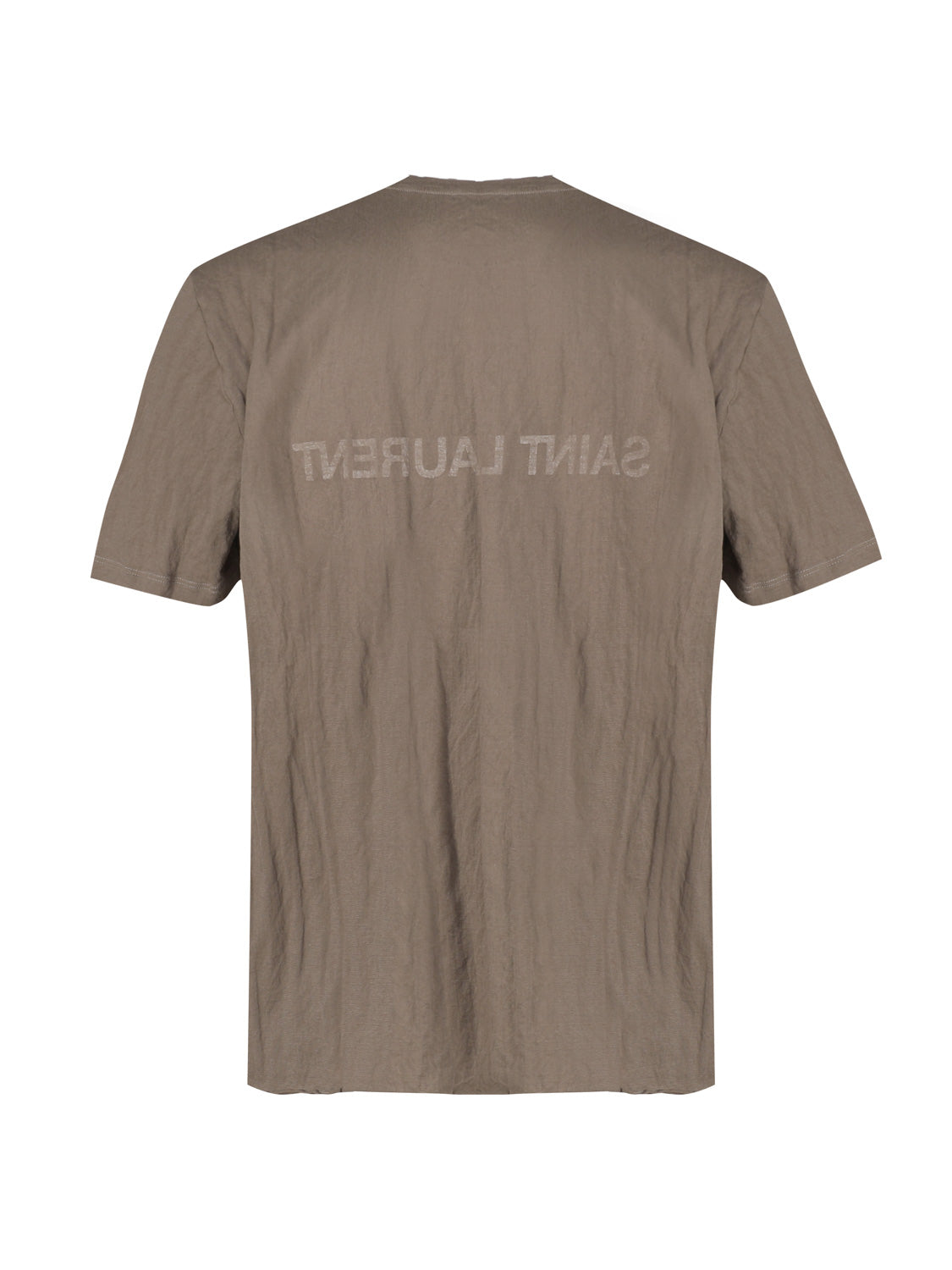 Saint Laurent T-Shirts And Polos Taupe/naturel T Cotton Fibra Metallica