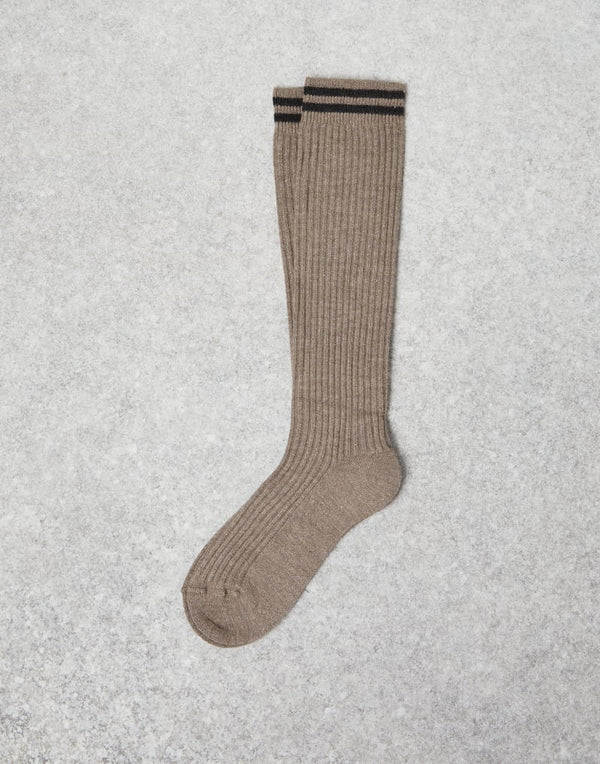 Brunello Cucinelli Womens Nutmeg Wool Blend Ribbed Socks Brown Clothing