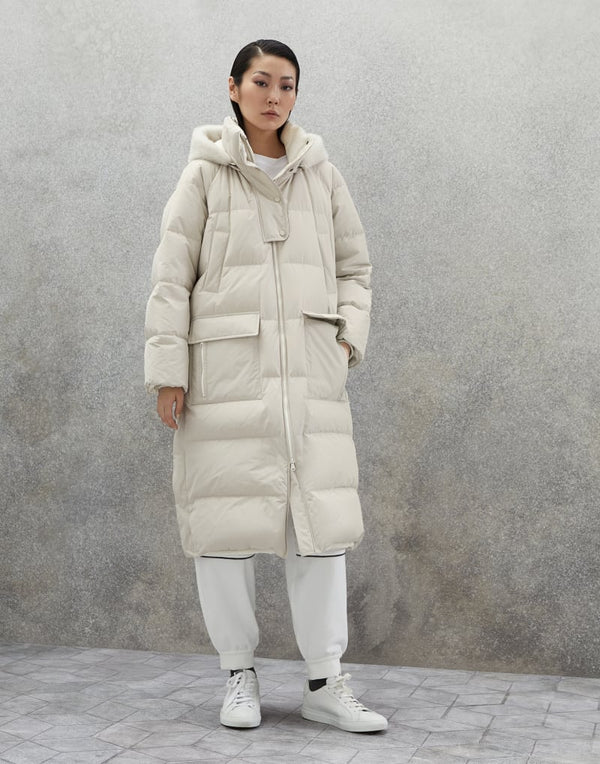 Brunello Cucinelli Womens Dove Grey Long Padded Jacket One Color Clothing
