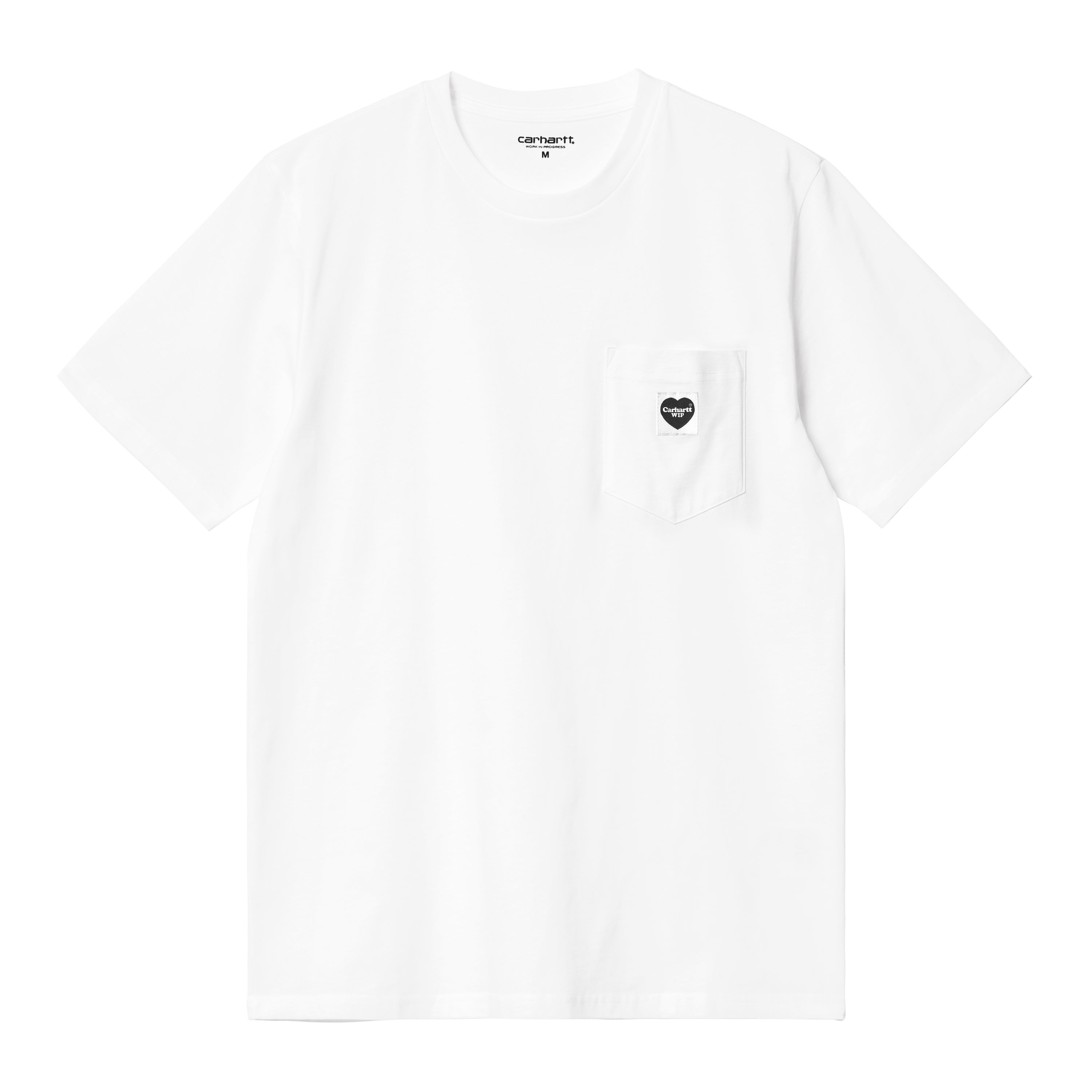 S-S Pocket Heart T-Shirt White Cotton Single Jersey Tshirt
