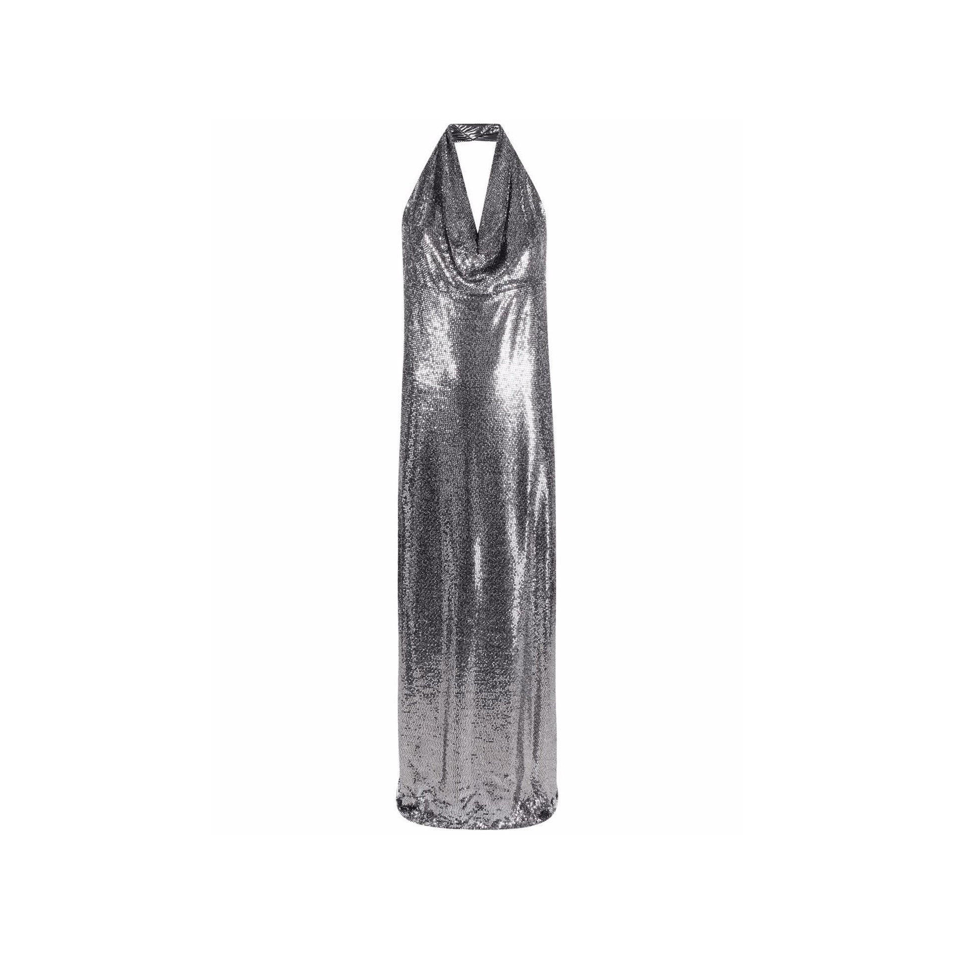 Blanca Vita Sequin-Embellished Long Dress Silver