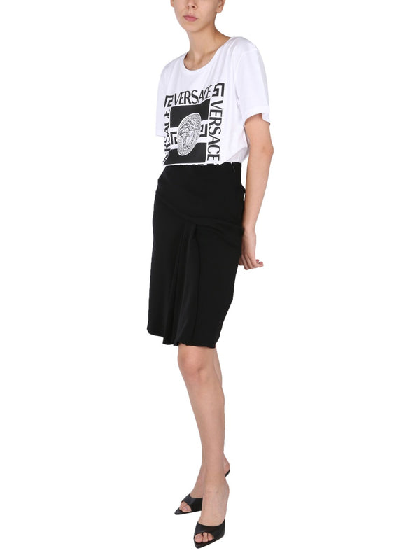 Midi Skirt Black Polyester