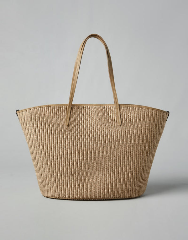 Brunello Cucinelli Womens Beige Woven Leather Tote Bag