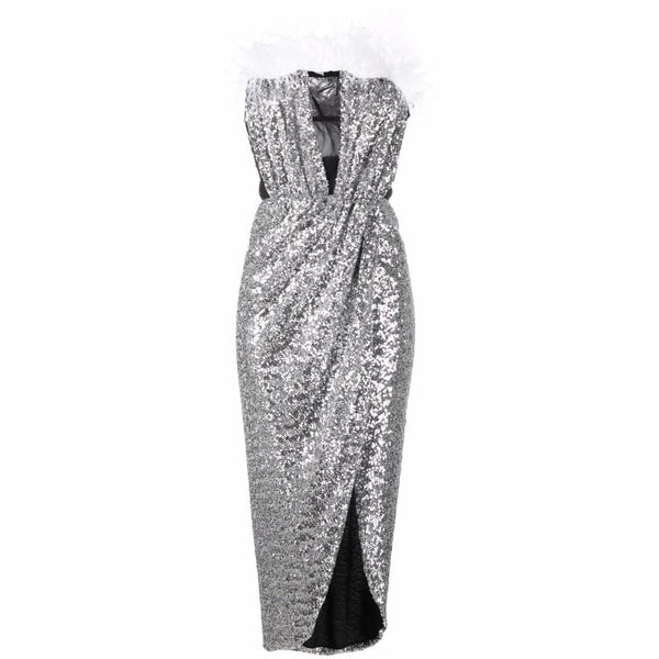 Silver Sequin Evening Dress