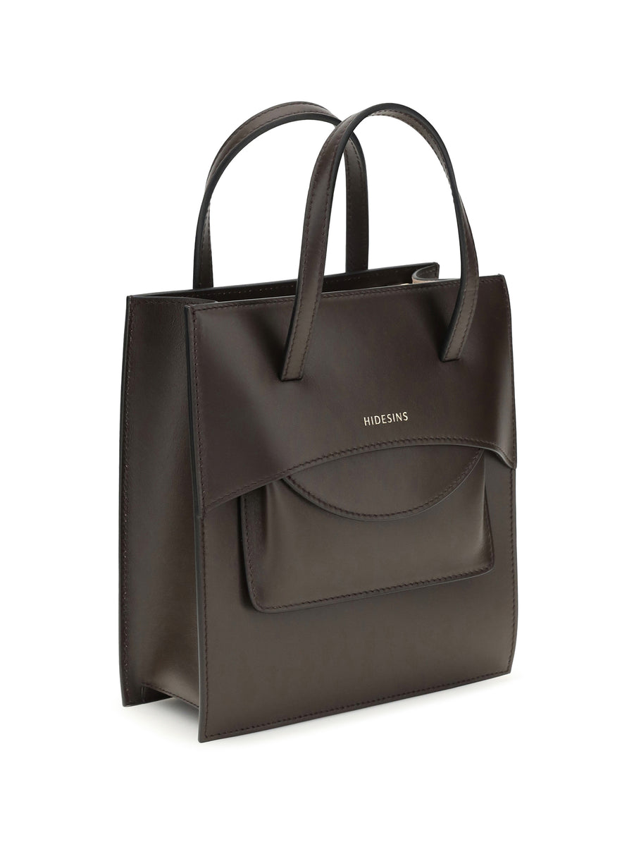 Shoulder Bag Dark Brown Calf Leather (bos Taurus)