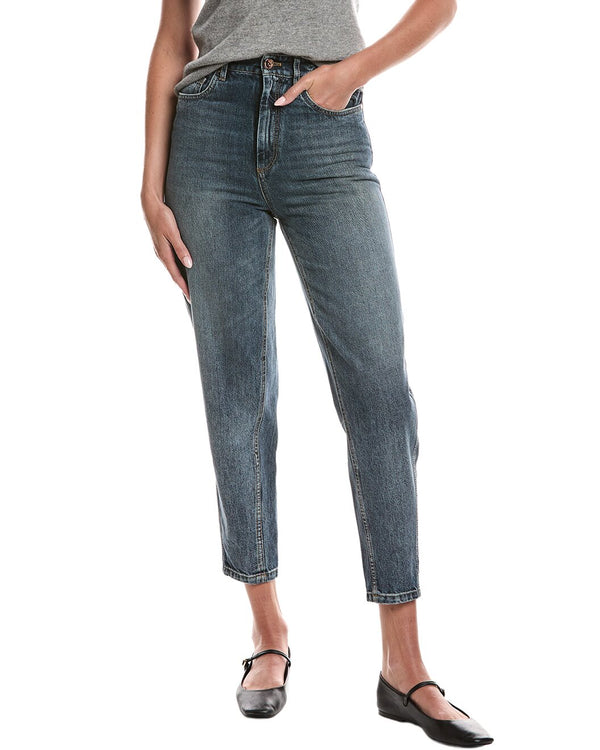 Brunello Cucinelli Womens Medium Blue Denim Tapered Trousers One Color