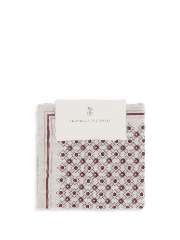 Brunello Cucinelli 100% Silk pocket square in beige