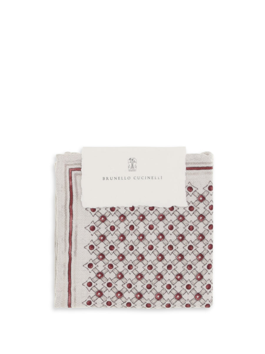 Brunello Cucinelli 100% Silk pocket square in beige