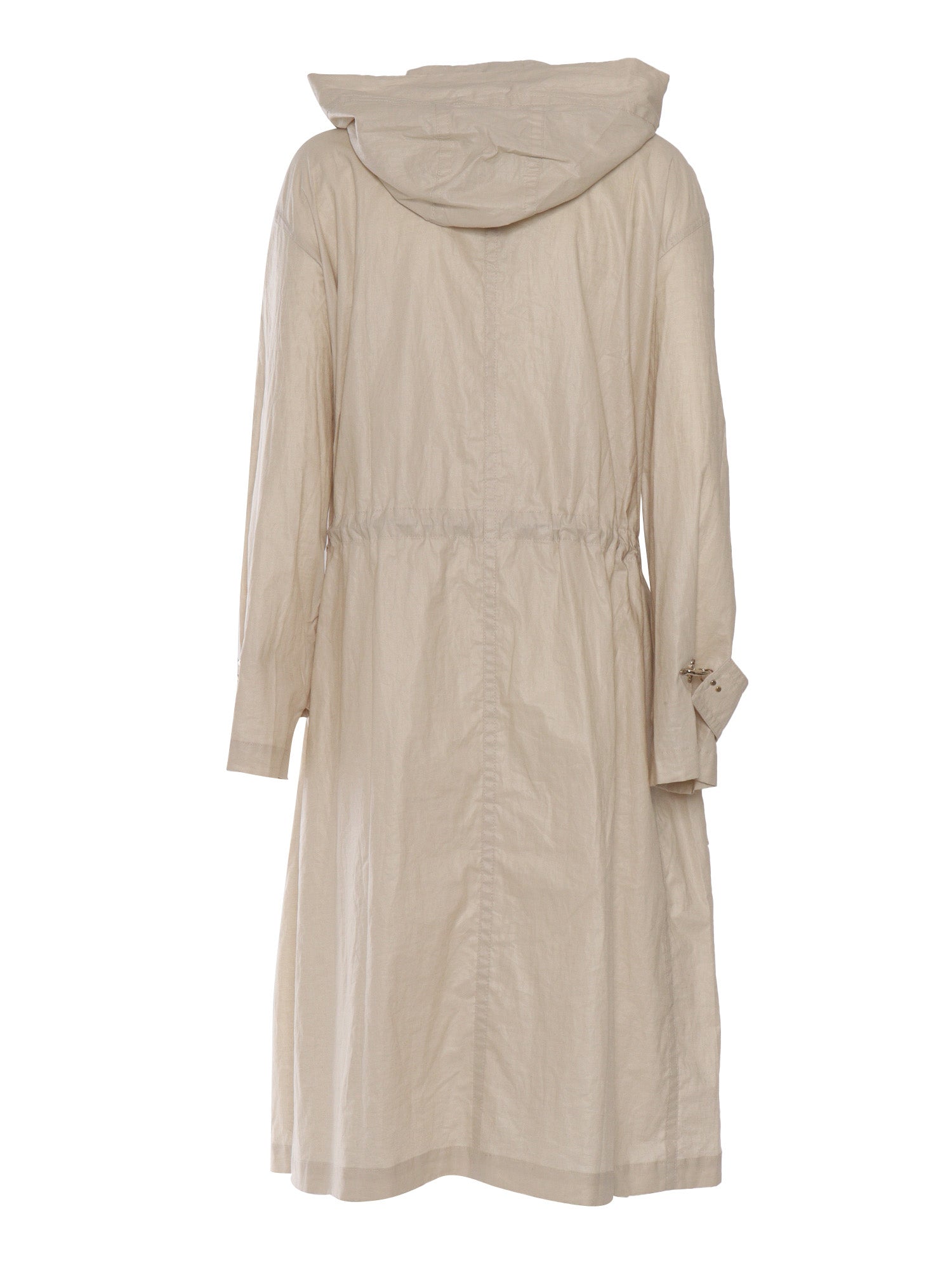 HOODED LONG PARKA COAT Beige