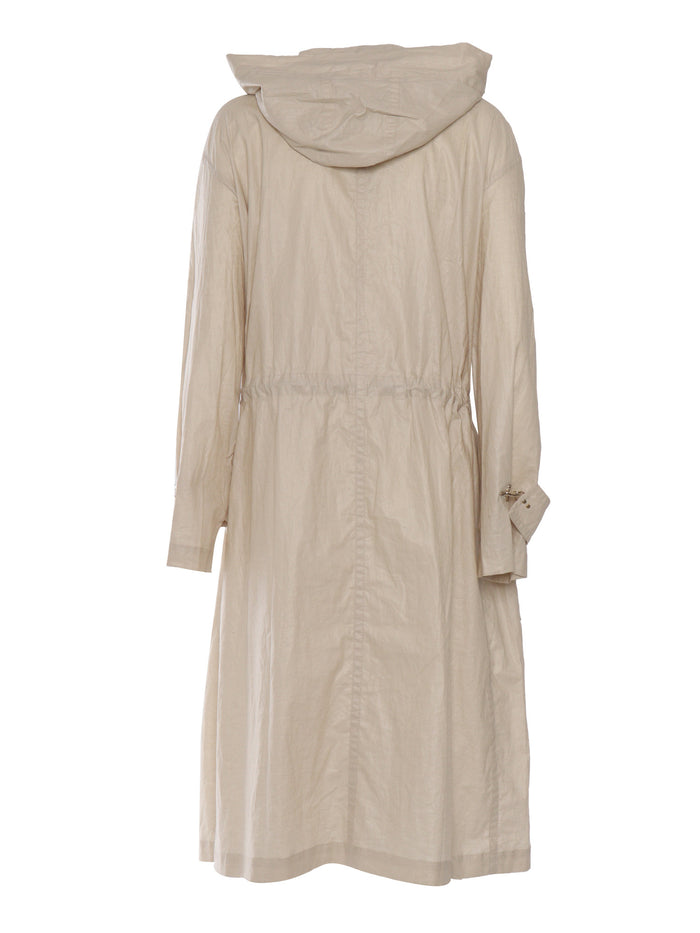 HOODED LONG PARKA COAT Beige