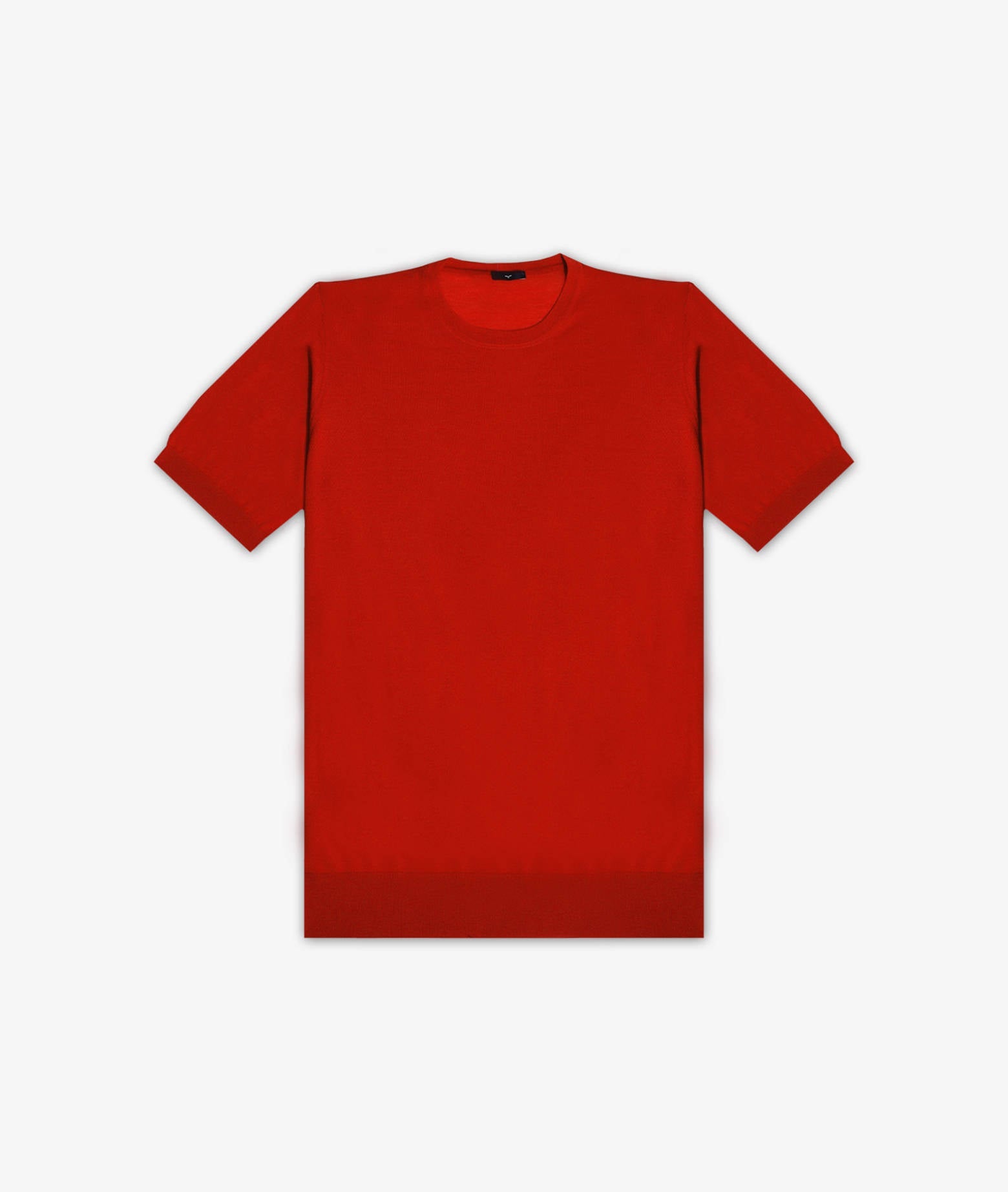 Wool T-Shirt Mentone Firebrick Round Neck