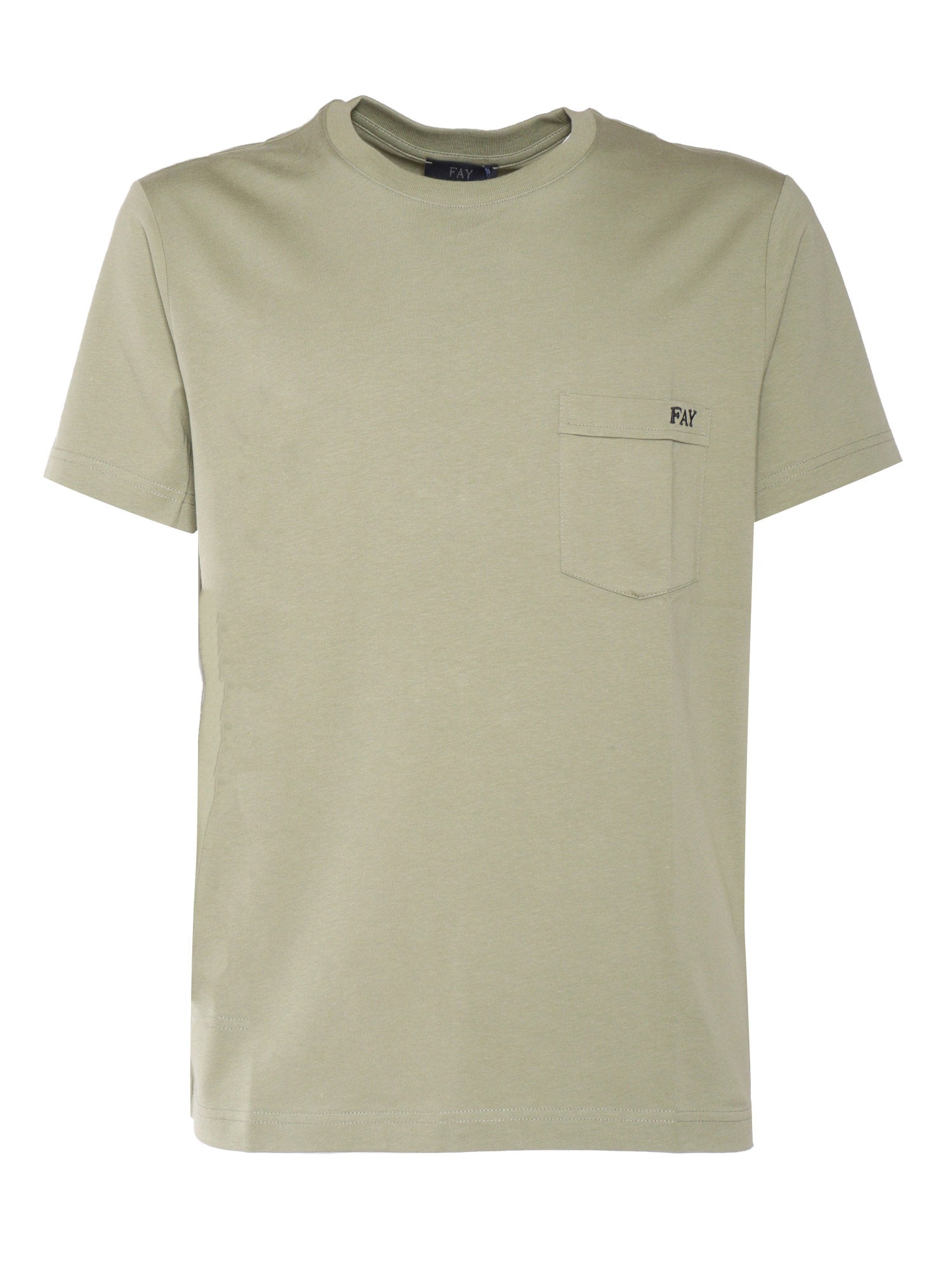 Fay Jersey Pocket T-Shirt Green Cotton Short Sleeves