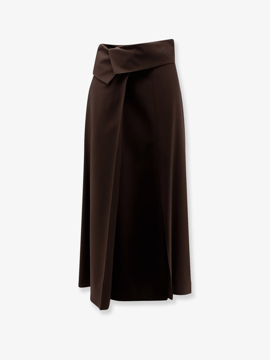Long Stretch Skirt Virgin Wool Brown