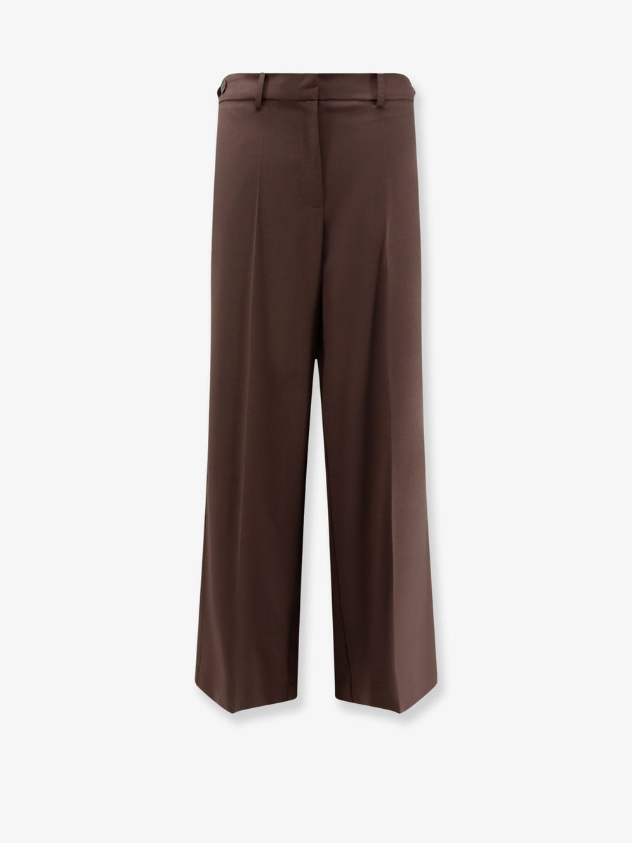 Trousers Stretch Virgin Wool Brown Elastane