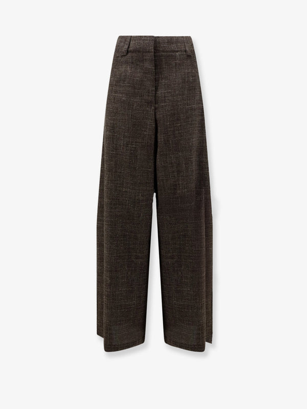 Trousers Wool-Linen Blend Brown