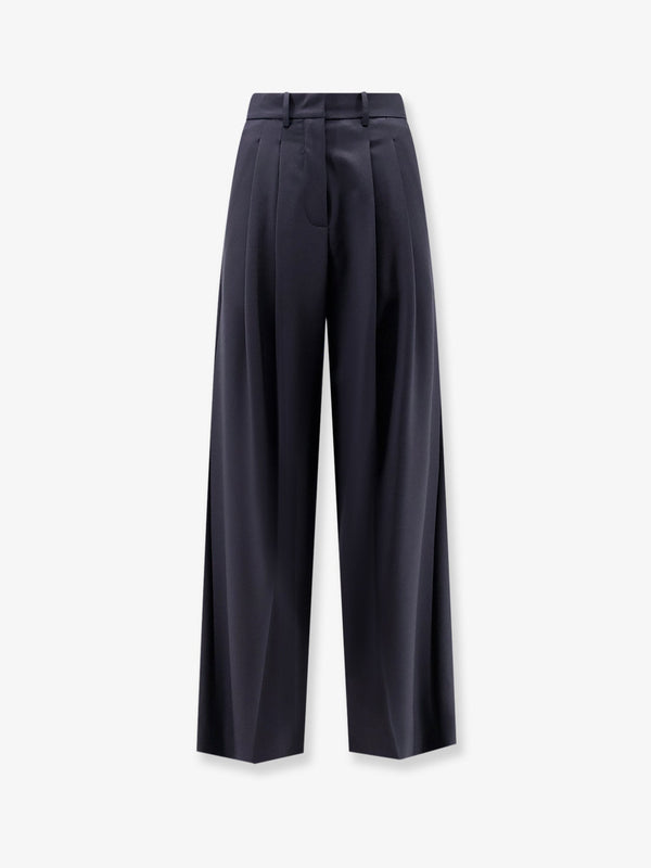 Wool-Blend Trousers Blue Polyester
