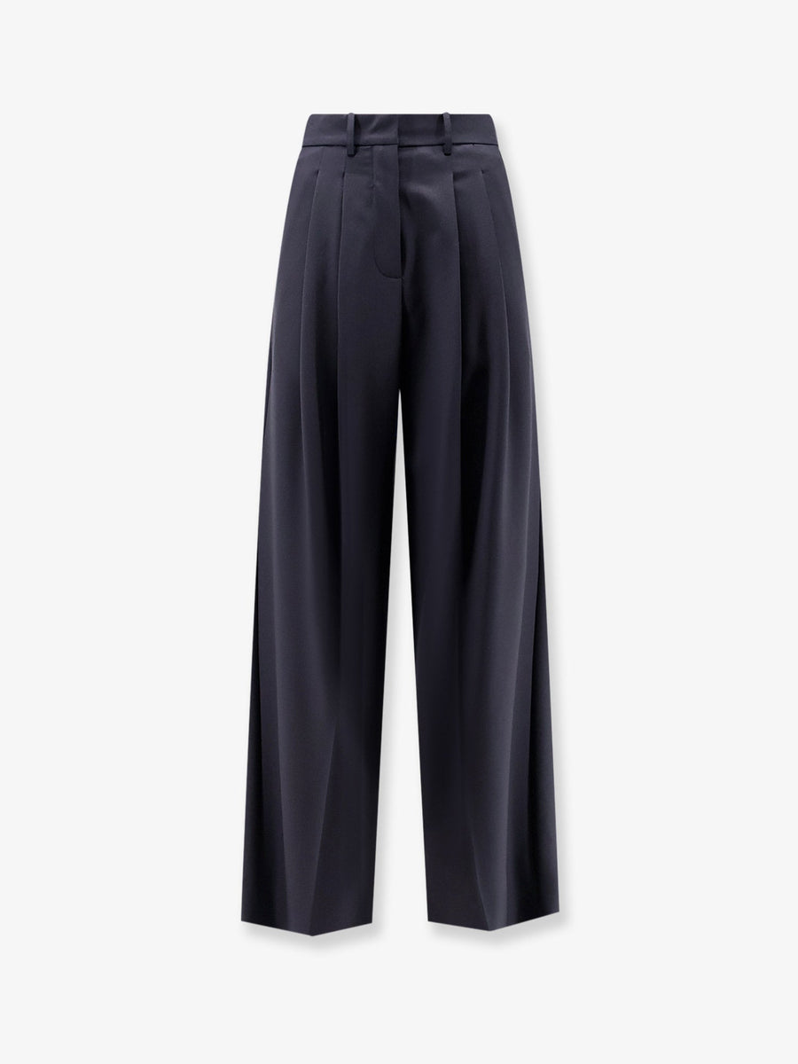 Wool-Blend Trousers Blue Polyester