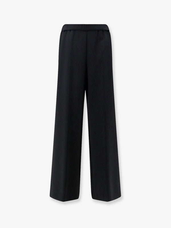 Wide-Leg Trousers With Elastic Waistband Black Triacetate