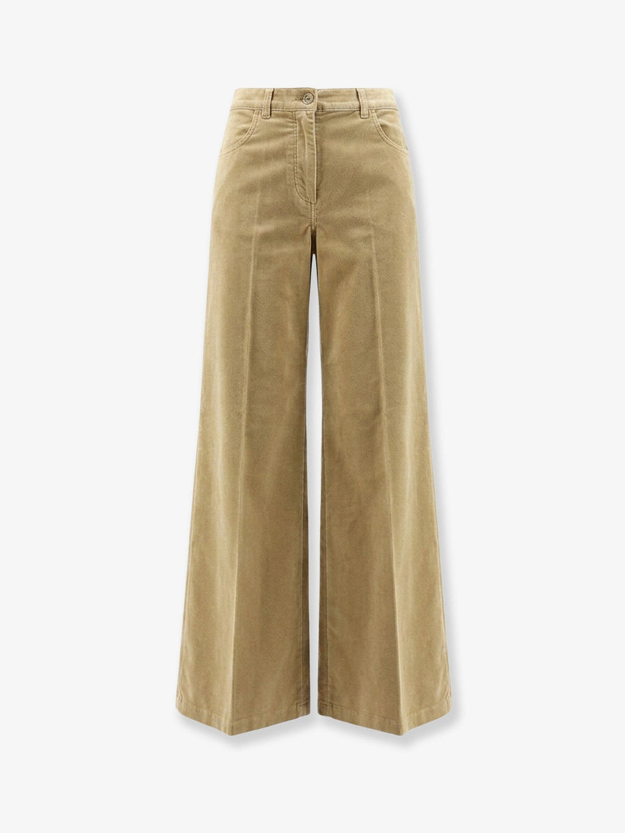 Trousers Velvet Beige Cotton