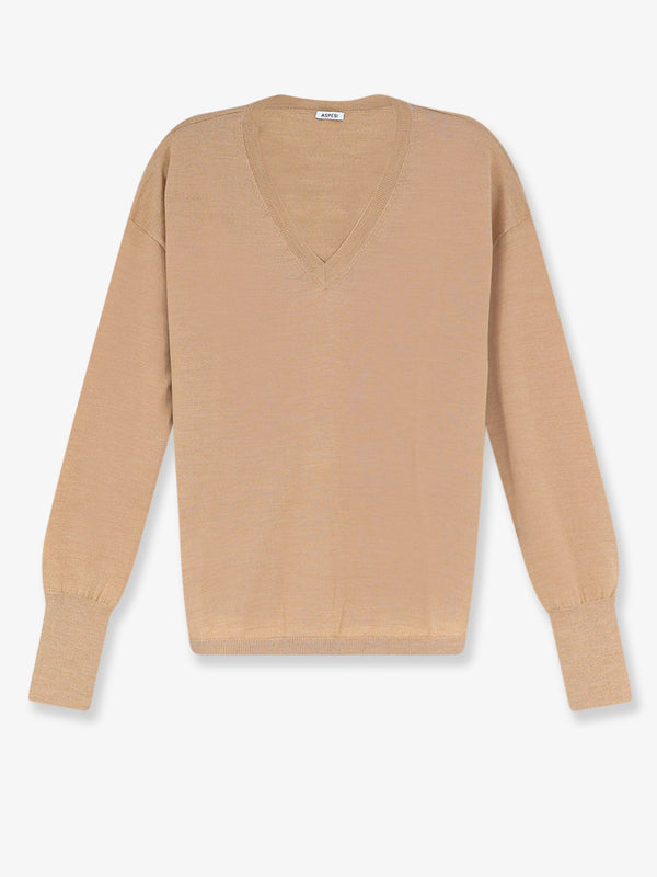 V-Neck Virgin Wool Sweater Beige